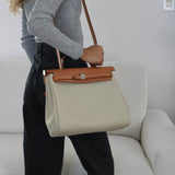 Hermès Beton Naturel Military Toile Herbag Zip 31 Palladium Hardware