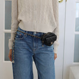 Chanel 22S Black Lambskin Heart Belt Bag with Light Gold Hardware