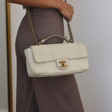 Chanel 13P Iridescent Ivory Caviar Country Chic Flap with Aged Gold Hardware