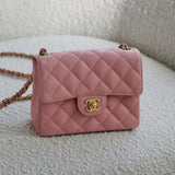 Vintage Chanel Sakura Pink Caviar Mini Square with 24k Gold Hardware