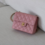 Vintage Chanel Sakura Pink Caviar Mini Square with 24k Gold Hardware