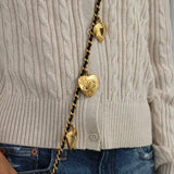 Chanel 22B Black Lambskin Mini Open Heart Flap with Aged Gold Hardware