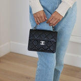 Chanel 23K Black Caviar Mini Square with Silver Hardware