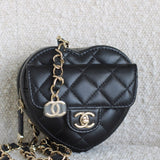 Chanel 22S Black Lambskin Heart Belt Bag with Light Gold Hardware