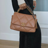 Chanel 21K Caramel Lambskin Medium 19 with Mixed-Metal Hardware