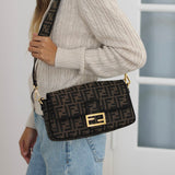 Fendi FF Jacquard Baguette Bag