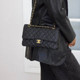 Chanel Black Caviar Medium Classic Flap with Gold Hardware