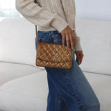 Chanel 11A Gold Patent Wallet on Chain with Silver Hardware