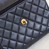 Vintage Chanel Black Lambskin Mini Top Handle with 24k Gold Hardware
