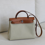 Hermès Beton Naturel Military Toile Herbag Zip 31 Palladium Hardware