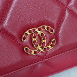 Chanel 19K Red Goatskin 19 Wallet on Chain with Mixed-Metal Hardware
