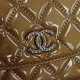 Chanel 11A Gold Patent Wallet on Chain with Silver Hardware