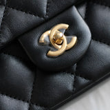 Chanel 22B Black Lambskin Mini Open Heart Flap with Aged Gold Hardware