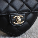 Chanel 22S Black Lambskin Heart Belt Bag with Light Gold Hardware