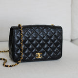 Vintage Chanel Black Lambskin Full Flap with 24k Gold Hardware