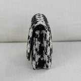 Chanel 20S Houndstooth Black & White Tweed Wallet on Chain with Light Gold Hardware