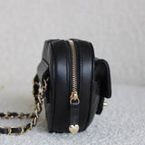 Chanel 22S Black Lambskin Heart Belt Bag with Light Gold Hardware