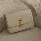 Saint Laurent Cream Calfskin Medium Solferino Bag