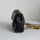 Chanel 22B Black Lambskin Mini Open Heart Flap with Aged Gold Hardware