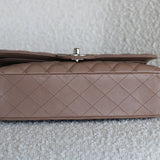 Chanel 17B Taupe Caviar Medium Classic Flap with Silver Hardware