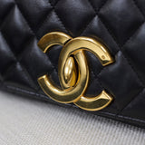 Vintage Chanel Black Lambskin Full Flap with 24k Gold Hardware