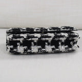Chanel 20S Houndstooth Black & White Tweed Wallet on Chain with Light Gold Hardware