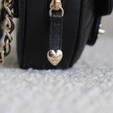 Chanel 22S Black Lambskin Heart Belt Bag with Light Gold Hardware