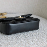 Chanel 22B Black Lambskin Mini Open Heart Flap with Aged Gold Hardware