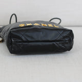 Chanel 23B Black Shiny Calfskin Mini 22 Hobo Aged Gold Hardware