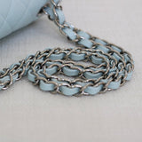 Chanel 21K Light Blue Caviar Small Classic Flap with Silver Hardware
