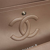 Chanel 17B Taupe Caviar Medium Classic Flap with Silver Hardware