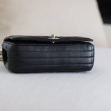 Chanel Black Chevron Calfskin Mini Statement Flap with Light Gold Hardware