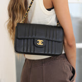 Vintage Chanel Black Caviar Vertical Flap with 24k Gold Hardware
