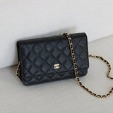 Chanel Black Caviar Wallet on Chain with Gold Hardware