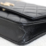 Chanel Black Caviar Wallet on Chain with Light Gold Hardware