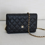 Chanel Black Caviar Wallet on Chain with Gold Hardware