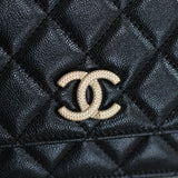 Chanel Black Caviar Wallet on Chain with Light Gold Hardware
