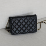 Chanel Black Caviar Wallet on Chain with Light Gold Hardware