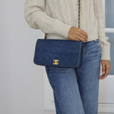 Vintage Chanel Blue Denim Full Flap with 24k Gold Hardware