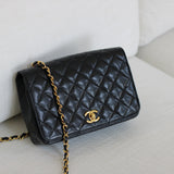 Vintage Chanel Black Lambskin Full Flap with 24k Gold Hardware