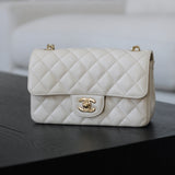 Chanel 17C Ivory Caviar Mini Rectangle with Light Gold Hardware