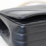 Chanel Black Chevron Calfskin Mini Statement Flap with Light Gold Hardware