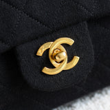Vintage Chanel Black Jersey Medium Classic Flap with 24k Gold Hardware