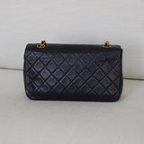 Vintage Chanel Black Lambskin Full Flap with 24k Gold Hardware