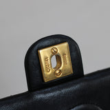 Vintage Chanel Black Lambskin 20cm Square with 24k Gold Hardware
