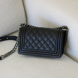 Chanel Black Caviar Small Boy with Ruthenium Hardware
