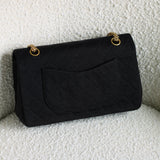 Vintage Chanel Black Jersey Medium Classic Flap with 24k Gold Hardware