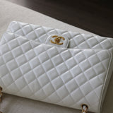 Chanel White Caviar Maxi Classic Flap with Gold Hardware