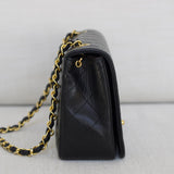 Vintage Chanel Black Lambskin Full Flap with 24k Gold Hardware
