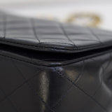 Vintage Chanel Black Lambskin Full Flap with 24k Gold Hardware